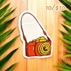 10 / $10 - Retro Camera with Strap Vinyl Sticker - Retro / Photography